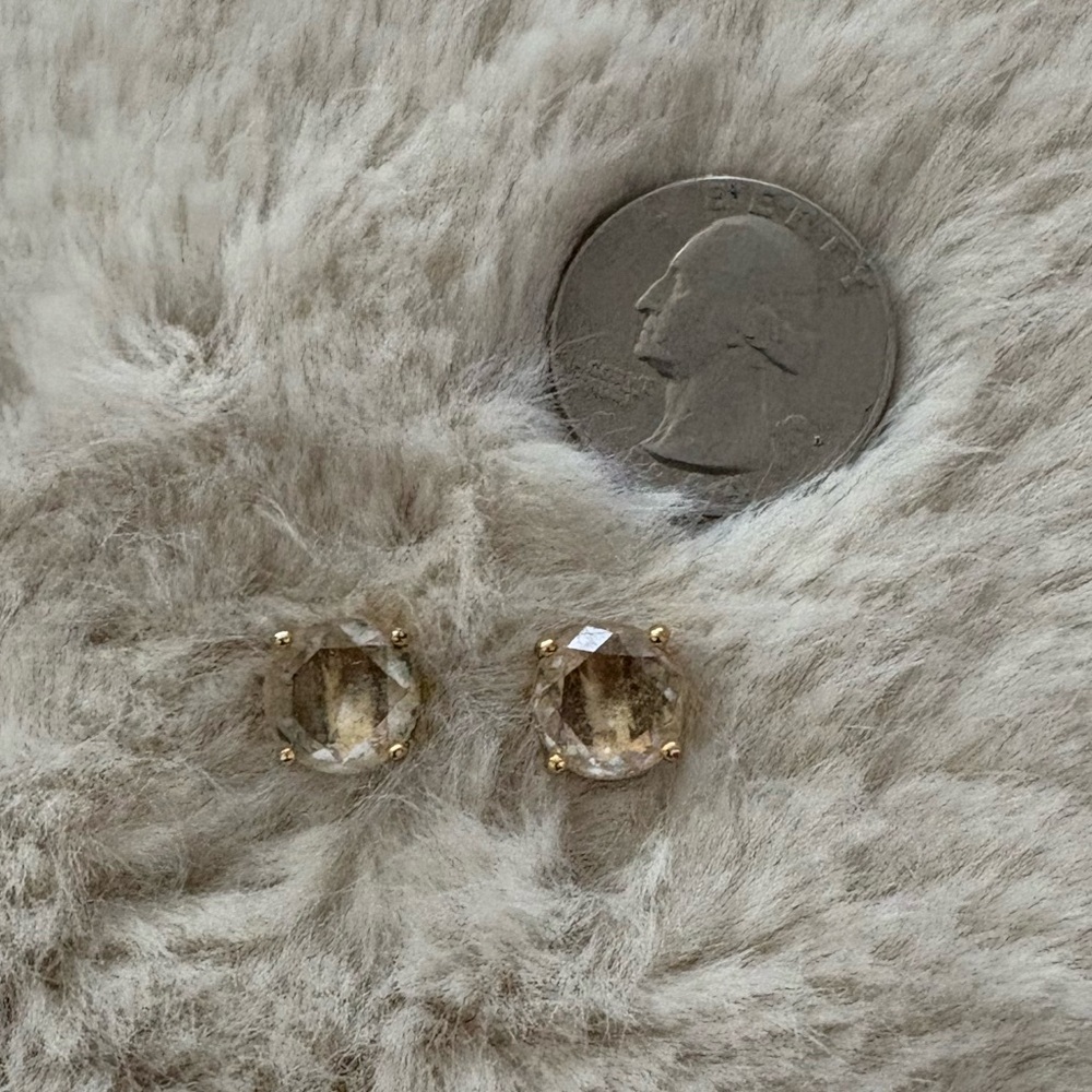 Citrine-Colored Round Crystal Stud Earrings